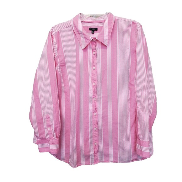 Talbots Plus Petite Pink Striped Button-Up Shirt Size 3XP - Picture 1 of 5